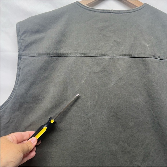 Cabela’s 2XL Tall Sherpa Lined Canvas Zip Vest Olive Green - Picture 4 of 8